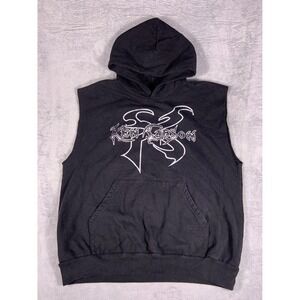 Ken Carson XMAN Tour Sleeveless Hoodie Vest Gothic Graphic Pullover Men XL Black